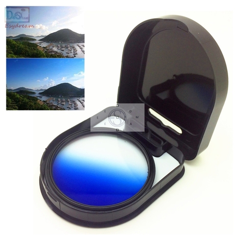 Gradient Blue Color Lens Filter for Canon Nikon Camera Lenses Gradual Graduated 37 40.5 46 49 52 55 58 62 67 72 77 mm 58mm 52mm ► Photo 1/2