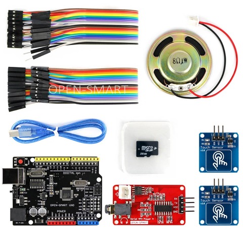 OPEN-SMART MP3 Player Kit with UNO R3 Board Micro SD Card Touch Sensor Module MP3 module and speaker kit for Arduino UNO R3 ► Photo 1/6
