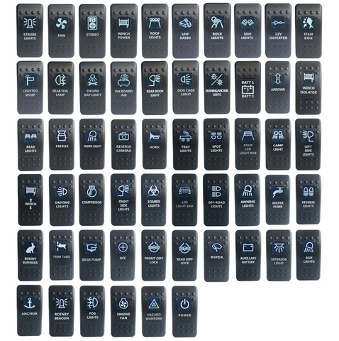 20pcs/lot,  Dual Blue Backlit Car Boat Marine Rocker Switch Covers for Carling ARB Narva Style Rocker Switches, CAPS ONLY !!!! ► Photo 1/3