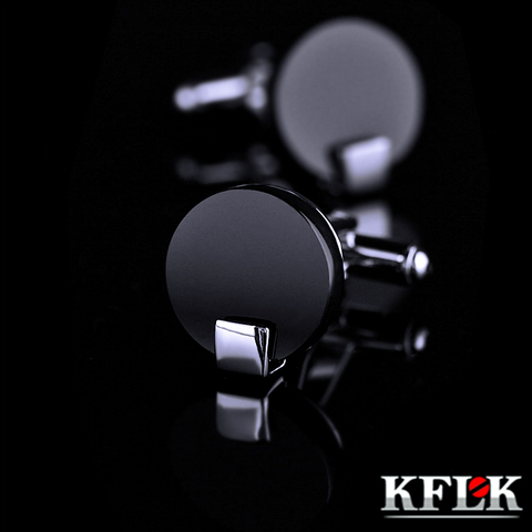 KFLK Jewelry shirt cufflink for mens Brand Black Cuff link Wholesale Button High Quality Round Luxury Wedding Male guests ► Photo 1/6