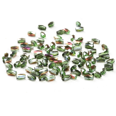 Grass Green Color AB 50pcs 2*4mm Cylinder Crystal Beads Austria Crystal 18 Cutting Faces Glass Beads for Beading Jewelry C-2 ► Photo 1/2