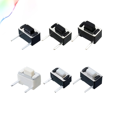 50pcs 3*6*5 White/Black Side Feet 2 Pins Touch Button Micro Switch ON/OFF Without Positioning column For Arduino Maker Induction ► Photo 1/3