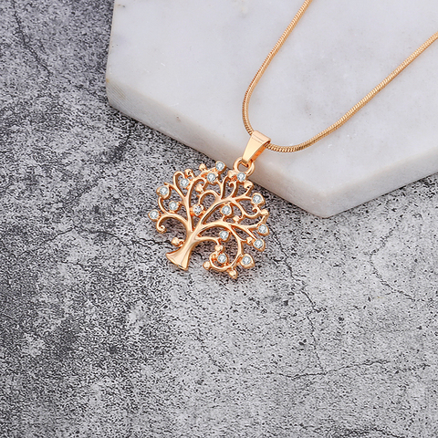 Tree Of Life Necklace for Women Gold Silver Color Short Choker Small Crystal Tree Pendant Necklace Fashion Jewelry Party Gift ► Photo 1/6