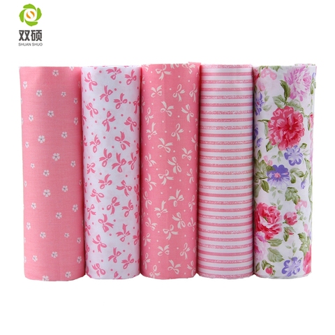 2016 Hot 5 Different Colors Pink Floral Cotton Fabric Patchwork Textile Sewing Fabric For  Doll Clothes Bags 40*50 cm A2-5-10 ► Photo 1/6