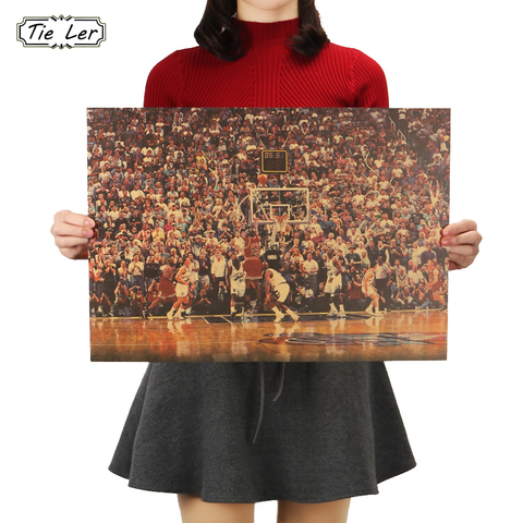 TIE LER Basketball Sports Kraft Retro Poster Kraft Paper Decoration Wall Sticker 51.5*36CM ► Photo 1/6