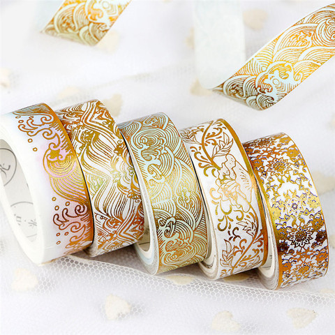 Masking Washi Tape Gold Foil Foiled Diy Craft Glitter Crane Paper Sticky Adhesive Chinease Pattern  Stationery School Supplies ► Photo 1/5