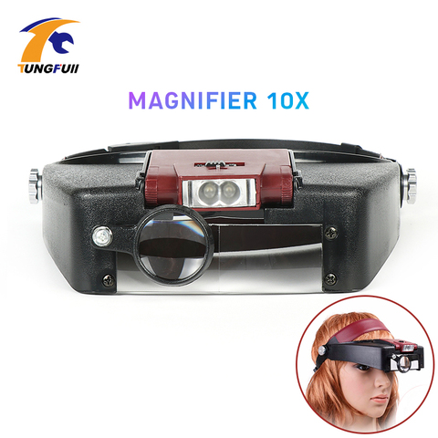 Tungfull glasses loupe wearing style magnifier glasses head magnifier magnifying glasses loupe 10X LED Light ► Photo 1/6