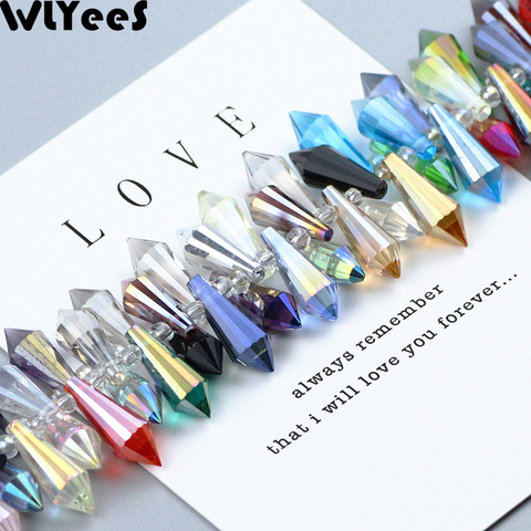 WLYeeS 6*15mm Cone Austrian crystal beads 50pcs/lot Water droplets shape glass Loose Spacer Bead For Jewelry Bracelet Making DIY ► Photo 1/6