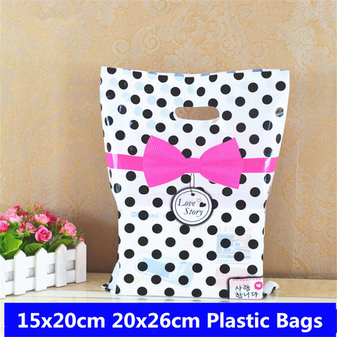10pcs 15x20 20x26 Gift Bags Handles Plastic Bag For Clothes Storage Bag Party Supplies Shopping Bag Packaging Wedding Decoration ► Photo 1/6