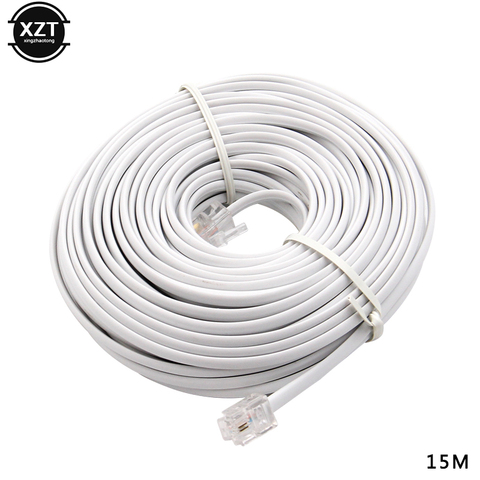 15M/12M/9M/6M/3M RJ11 male 6P2C Modular Telephone Phone Cables Extension Cable Wire ► Photo 1/6
