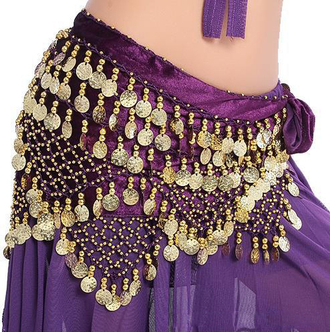 Cheap Dancewear Women Training Clothing Triangle Hip Scarf Colorful Rhinestone Adjustable Fit 300 Gold Coins Belly Dance ► Photo 1/5