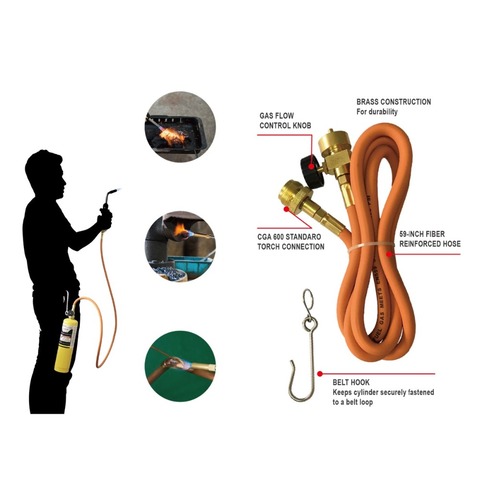 MAPP Torch Extension Hose Kit 1.5m (5ft) Hose and Belt Hook for Gas Braze Welding Torch ► Photo 1/6