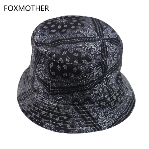 FOXMOTHER New Vintage Hip Hop Paisley Bucket Hats Black Navy Chapeau Femme Caps Gorro Bucket Mens ► Photo 1/6