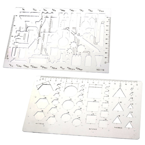 Set of 2 Chemistry Chemical Lab Laboratory Geometry Technical Drawing Template Stencil ► Photo 1/4