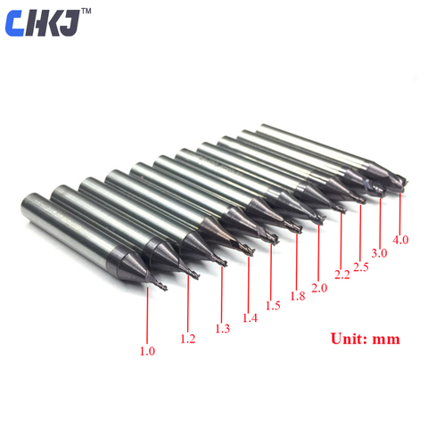 CHKJ Cemented Carbide 3 Flutes End Mill Cutter Staight Bits For WENXING DEFU MODEN All Vertical Key Cutting Machine 1.0mm-2.0mm ► Photo 1/6