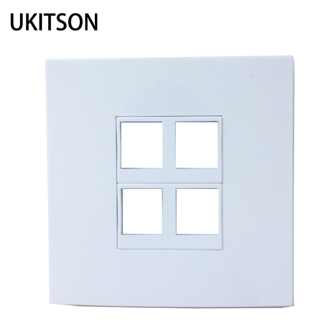 Wall Panel Insert For 4 Keystone Jack Socket Faceplate Cover Outlet 86x86mm In White ► Photo 1/4