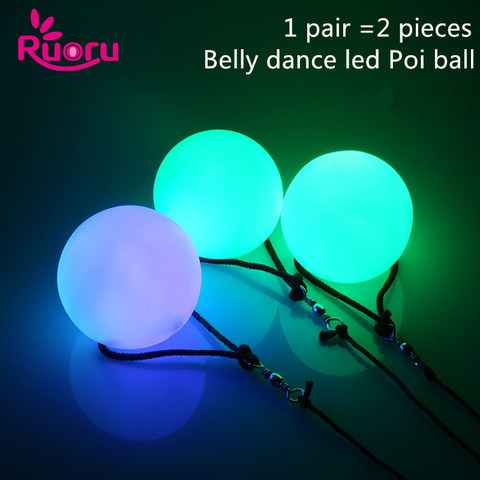 Ruoru 2 pieces = 1 pair belly dance balls RGB glow LED POI thrown balls for belly dance hand props stage performance accessories ► Photo 1/6