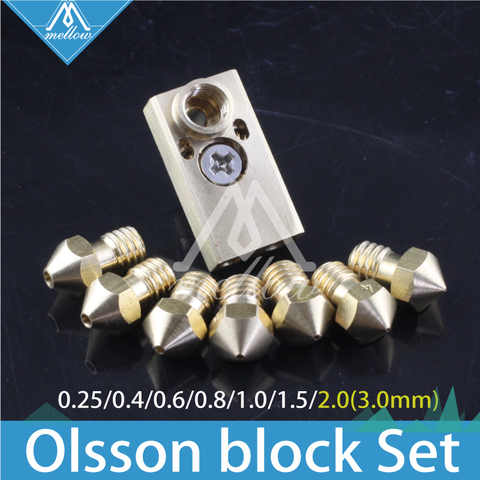 3D printer for Ultimaker 2 + UM2 Extended+ Olsson block kit for 1.75/3.0mm filament Heaterblock hotend interchangeable nozzle ► Photo 1/1