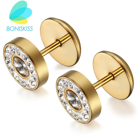 Boniskiss Silver Color Earrings Women Stud Stainless Steel Stud Earrings Double Sided Body Jewelry Ohrringe Bijuteria Feminina ► Photo 1/6