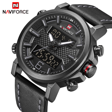 NAVIFORCE Mens Sports Watches Men Quartz LED Digital Clock Top Brand Luxury Male Fashion Leather Waterproof Military Wrist Watch ► Photo 1/6