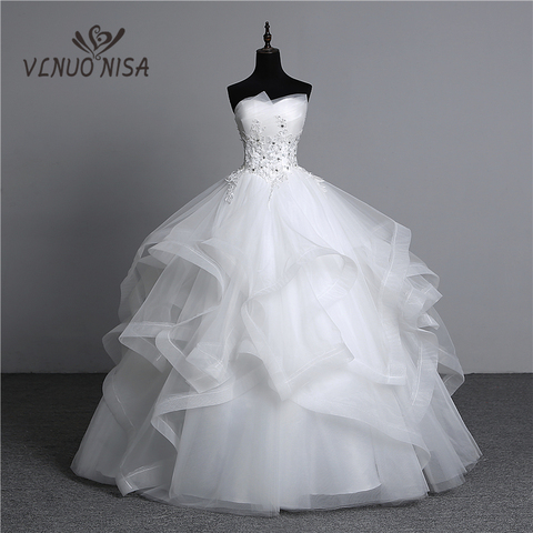 real photo Appliques Vintage White Pearls Wedding Dresses Custom 2022 Vestidos de Noiva Bridal dress Plus Size Strapless Gowns ► Photo 1/6