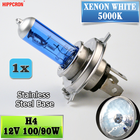 hippcron H4 Halogen Bulb 12V 100/90W 5000K Dark Blue Glass Car HeadLight Lamp Super White ► Photo 1/4