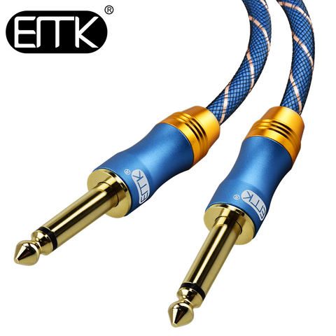 EMK 6.35mm Audio Cable Braided Mono 6.3 6.5 Jack Male to Male Aux Cable 1.5m 3m 5m 8m 10m 15m for Guitar Mixer Amplifier Bass ► Photo 1/6