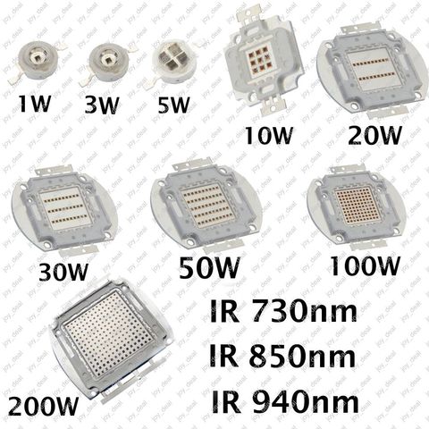 1W 3W 5W 20W 30W 50W 100W 200W High Power LED 850nm 940nm 730nm Infrared IR LED Diode, Intergrated Multi-Chip COB Light Source ► Photo 1/1