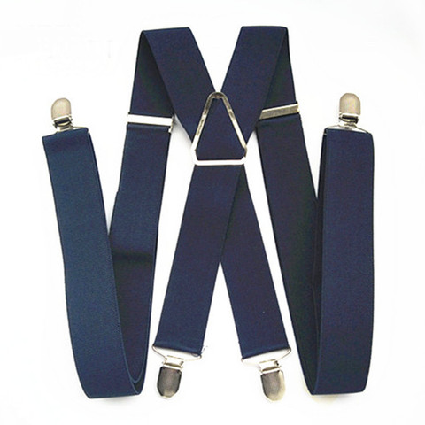 BD054-L XL XXL Size Suspenders Men Adjustable Elastic X Back Pants Women Suspender for Trousers 55 Inch Clips on NAVY BLUE ► Photo 1/6