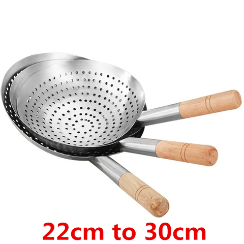 WO_ GT Stainless Steel Filter Flour Sieve Oil Colander Spoon Kitchen Cookware M 