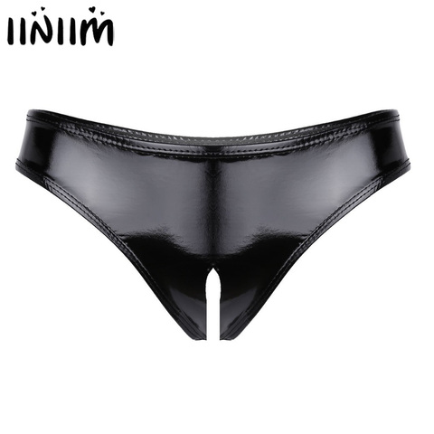 iiniim New Sexy Panties Women Leather Low-rise Solid Lingerie Smooth Fabric Fashion Erotic Mini Briefs Female Underwear ► Photo 1/6