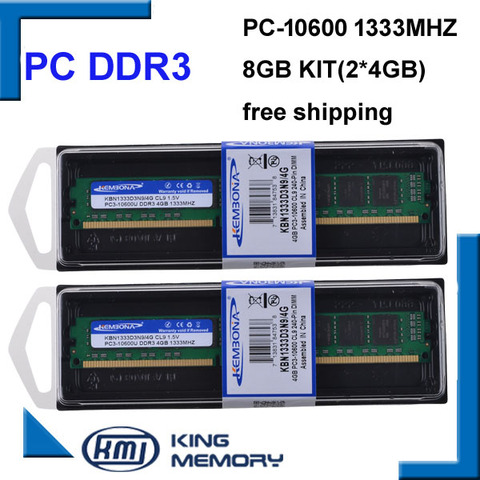 KEMBONA Desktop computer DDR3 1333Mhz 8GB (Kit of 2,2X 4GB) PC3-10600 KBN1333D3N9/4G Brand New LONGDIMM Memory Ram memoria ram ► Photo 1/4