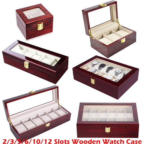 Luxury Wooden Watch Box Watch Holder Box For Watches Men Glass Top Jewelry Organizer Box 2 3 5 12 Grids Watch Organizer New D40 ► Photo 1/6