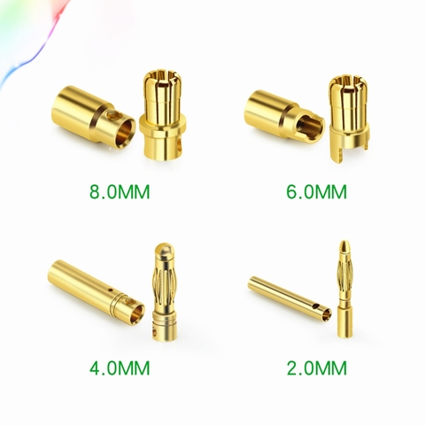 5 pair/lot 2/3/3.5/4/6/8mm Gold Copper Brushless Motor Banana Plug Bullet Connector Plated For ESC Battery ► Photo 1/5