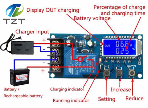 TZT DC 6-60v 30A Storage battery Charging Control Module Protection Board Charger Time Switch LCD Display XY-L30A ► Photo 1/6