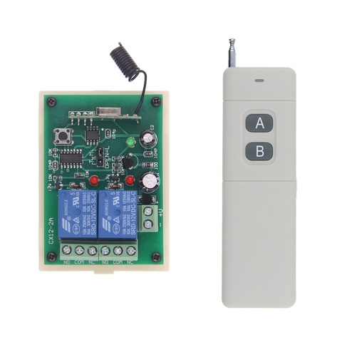 3000M Long Distance DC 12V 24V 2 CH 2CH RF Wireless Remote Control Switch System,Transmitter + Receiver,315/433 MHz ► Photo 1/5