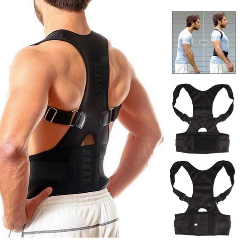 Adjustable Magnetic Posture Corrector Corset Adult Back Brace Support Belt Shoulder Orthopedic Vest Black Color #253815 ► Photo 1/6