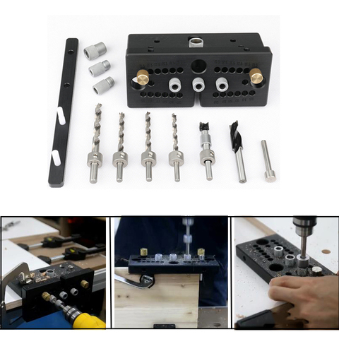 Dowelling Jig for Furniture Fast Connecting Cam Fitting Drilling Locator Woodworking Drill Bit Set Hole Puncher Locator Woodwork ► Photo 1/6