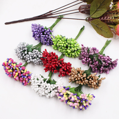 12/36/72/144 Pcs Handcraft Artificial Flowers Stamen Sugar Wedding Party Decoration DIY Scrapbooking Garland Craft Fake Flowers ► Photo 1/6