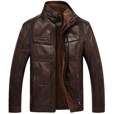Winter Leather Jacket Men Coats 5XL Brand High Quality Fleece PU Outerwear Men Business Brand Faux Fur Male Polit Jacket AF301 ► Photo 1/6