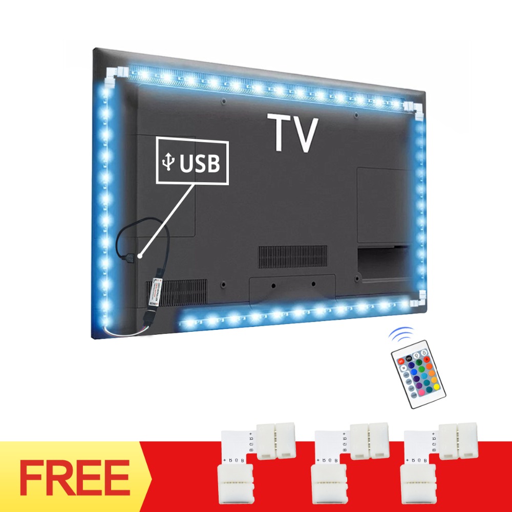 5050 SMD LED strip light 1M+24keys light RGB Tape Flexible TV back lighting 