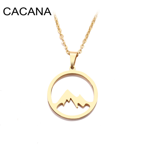 CACANA Stainless Steel Necklace For Women Man Mountain Hill Gold And Silver Color Pendant Necklace Engagement Jewelry ► Photo 1/6