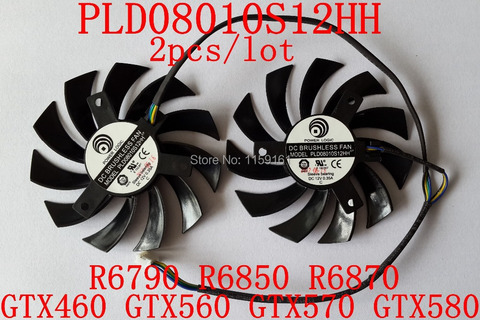 Free Shipping   PLD08010S12HH 2pcs/lot 40x40x40mm 12V 0.35A for GTX460 GTX560 GTX570 GTX580 R6790 R6850 R6870 Cooling fan ► Photo 1/3