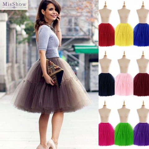 6 Layers Women Tulle Adult Tutu Skirt Summer Flare Puffy Pettiskirt Princess Ballet Party Dance Prom Gown ► Photo 1/6