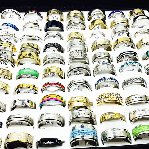 MIXMAX wholesale lots bulk 100pcs women rings set stainless steel couple wedding bands mens jewelry party gifts dropshipping ► Photo 1/6