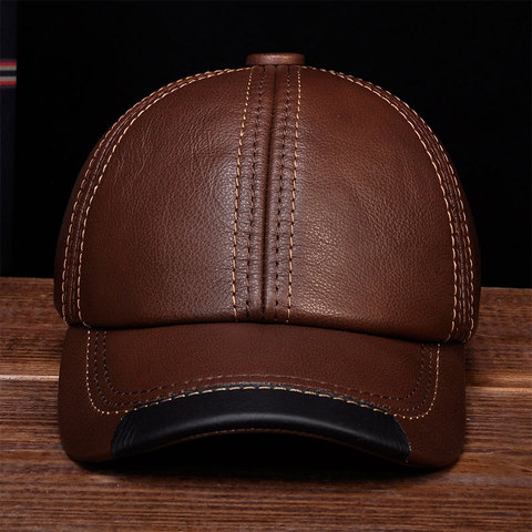 HL100 Aorice Brand new real cow skin leather baseball caps hats Men's genuine leather baseball cap hat ► Photo 1/1