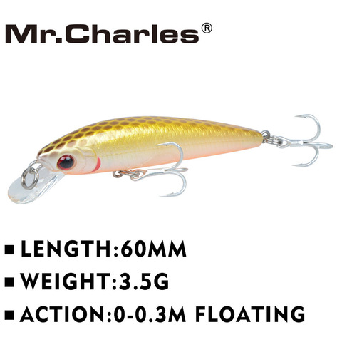 Mr.Charles CMC029 Fishing Lure 60mm/3.5g 0-0.3m Floating Shad Quality Professional Minnow Hard Baits 3D Eyes Simulated ► Photo 1/6