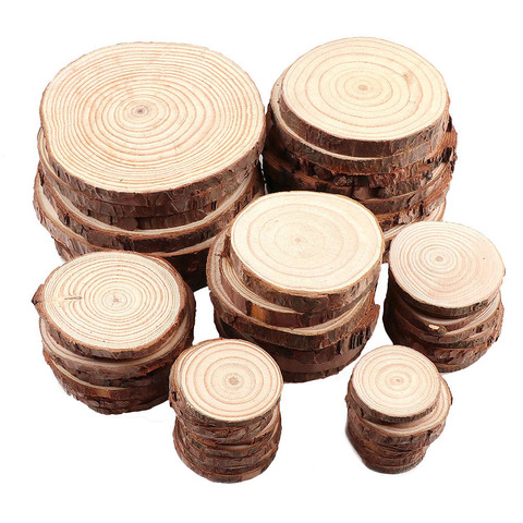 1 Pack Unfinished Pine Natural Round Wood Slices Circles With Tree Bark Log Discs For DIY Crafts Wedding Party Painting Decor ► Photo 1/6