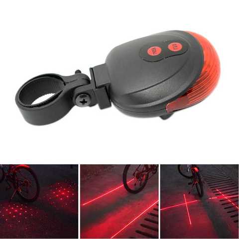 Bike Cycling Lights Waterproof 5 LED 2 Lasers 3 Modes Bike Taillight Safety Warning Light Bicycle Rear Bycicle Light Tail Lamp ► Photo 1/6