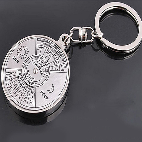 50 Years Perpetual Calendar Keyring Keychain Silver Alloy Key Chain Ring Keyfob 6RMA ► Photo 1/6